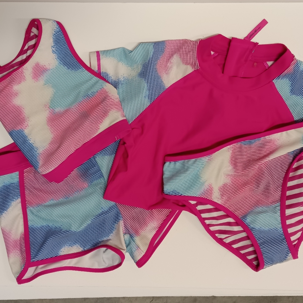 4 Piece Set NWOT Eddie Bauer Girls Swim Coordinates Set Size Large